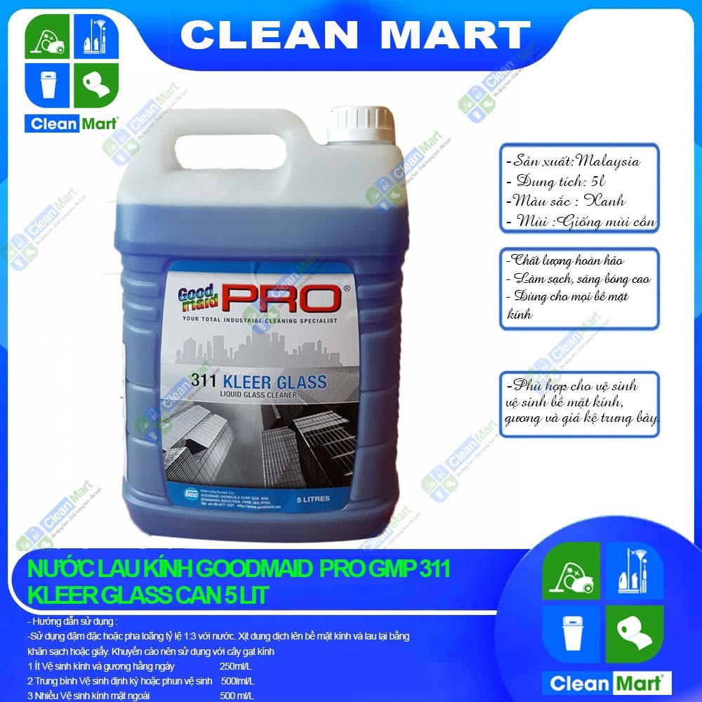 [GOODMAID PRO] Nước Lau Kính Goodmaid Pro GMP 311 KLEER GLASS-5Lit - CLEAN MART
