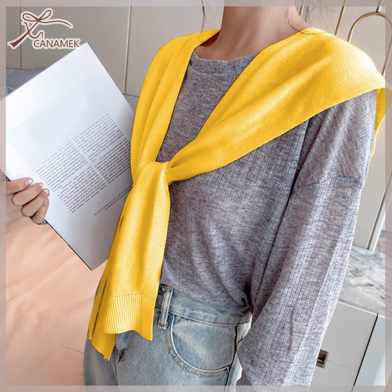 ❤❤❤Hot Sale CANAMEK Dệt Kim Khăn choàng nhỏ khăn phụ nữ Hàn Quốc mặc bên ngoài thời trang và phong cách