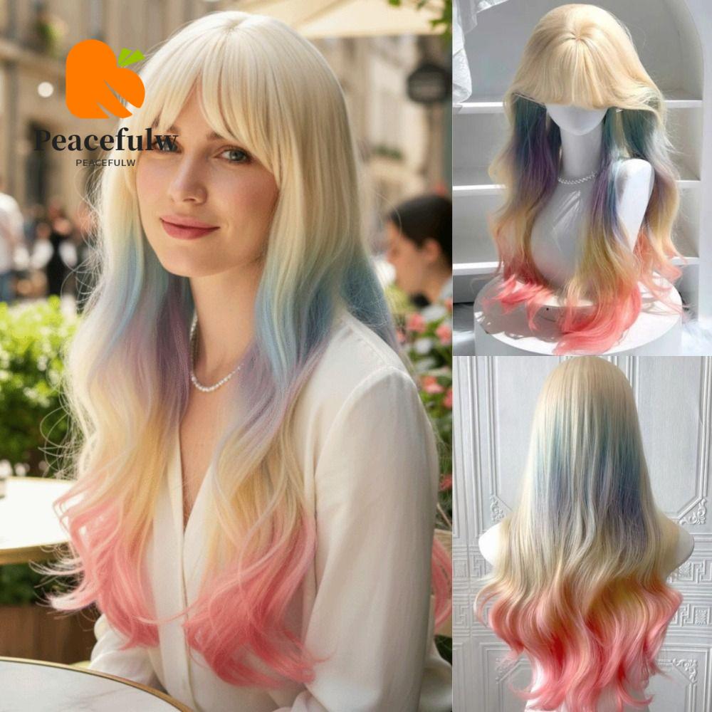 GENENIC สง่างาม วิกผมยาวหยิกเป็นลอน ทันสมัย ตอนกลาง วิกผมสังเคราะห์ไล่สีรุ้ง หวาน ระบายอากาศได้ดี วิกผมโลลิต้าคอสเพลย์ สำหรับผู้หญิง ราคา 823 บาท*ส่งฟรี