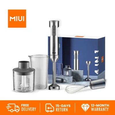 MIUI - Powerful 4 in 1 800W Immersion Blender, Stainless Steel Handle Blender, 700ml Mixing Cup, 500ml Food Processor, WhiskMIUI - Powerful 4 in 1 800W Immersion Blender, Stainless Steel Handle Blender, 700ml Mixing Cup, 500ml Food Processor, Whisk