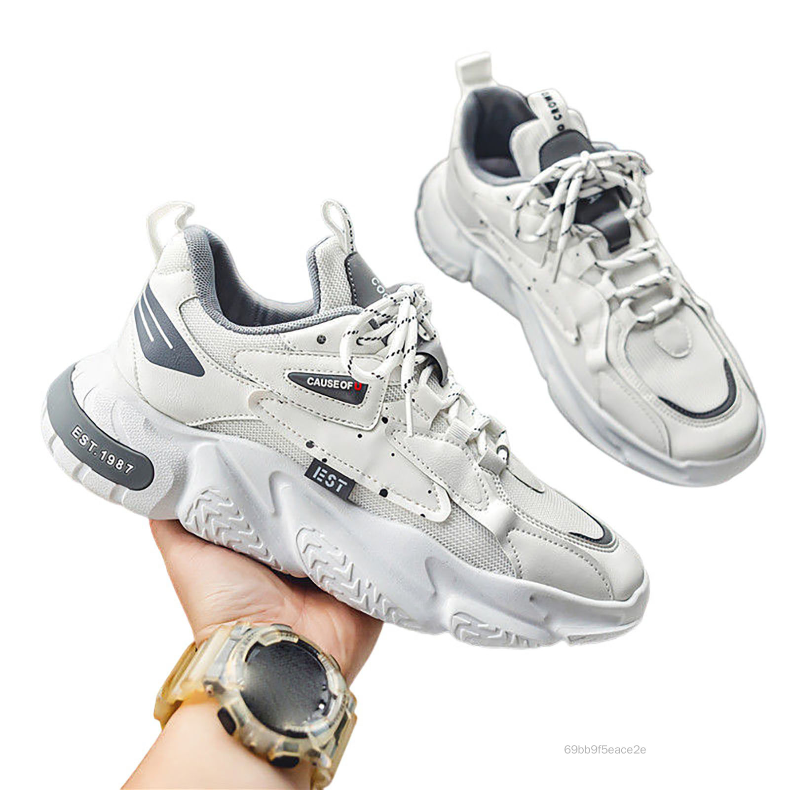 Giày Sneaker Nam Xu Hướng Giày Thường Buộc Dây Màu Trắng Thời Trang Tập Gym Đi Bộ Giày Chạy Bộ Thích Hợp Cho Cuộc Sống Hàng Ngày Và Thể Thao Giày Sneaker Nam LN-VN