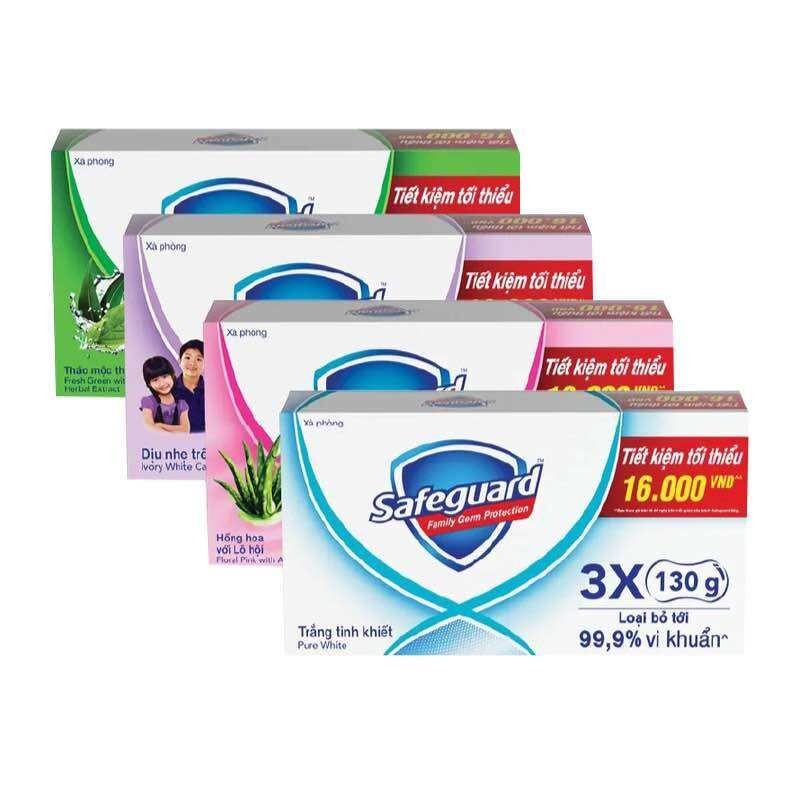 Xà bông cục Safeguard 115g/125g màu xanh, màu vàng, màu trắng, màu tím và màu hồng