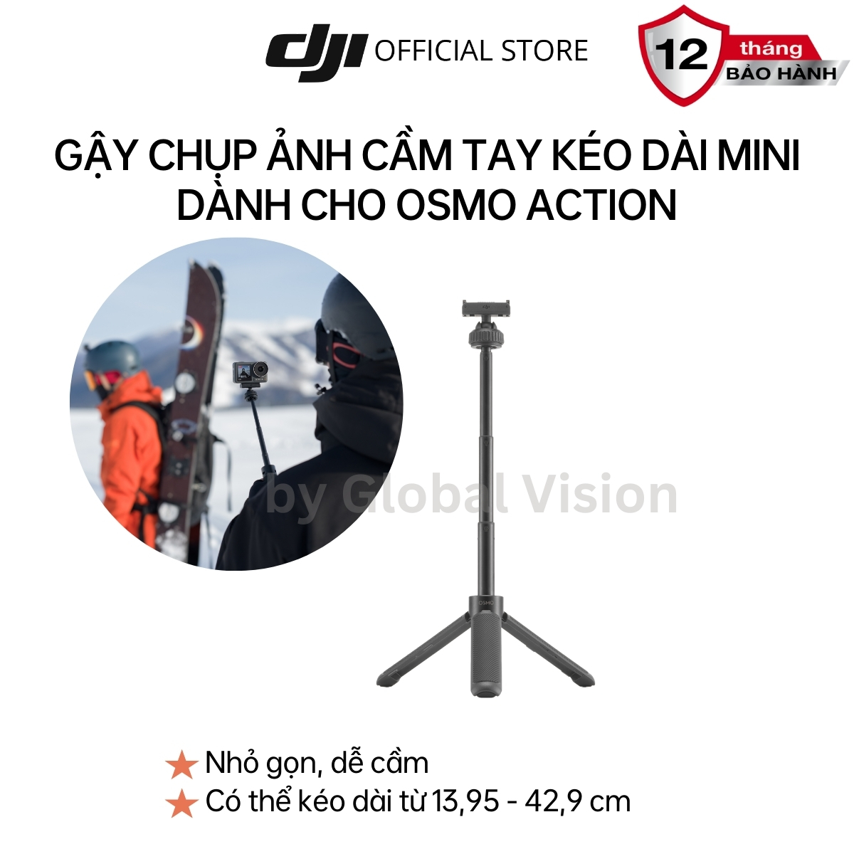 Gậy chụp ảnh cầm tay kéo dài mini DJI dành cho Osmo Action camera hành động cao cấp chính hãng