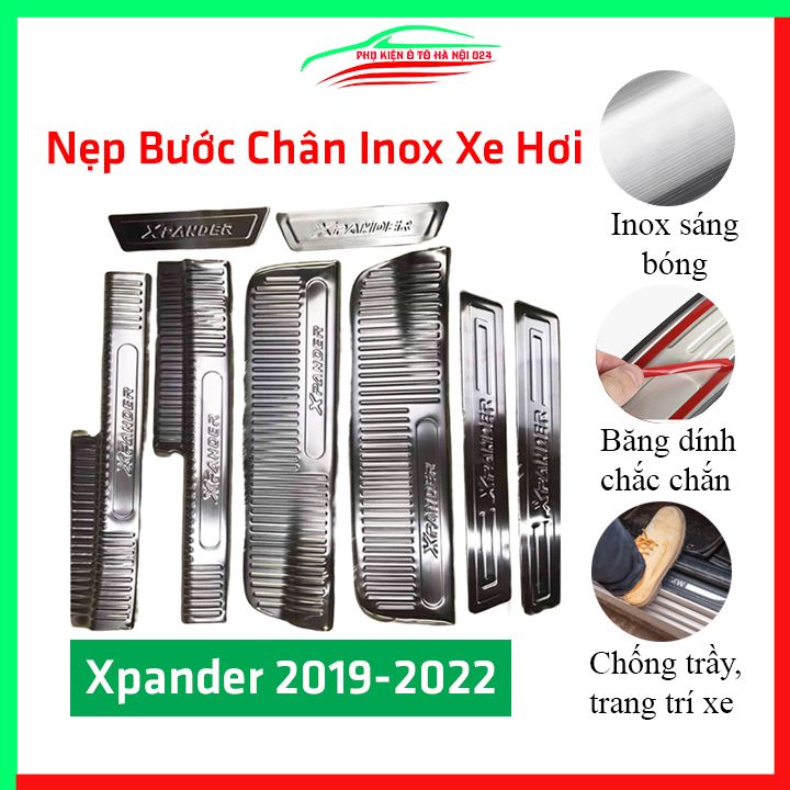 Bộ 8 nẹp bước chân trong ngoài ô tô Xpander 2019-2022 INOX