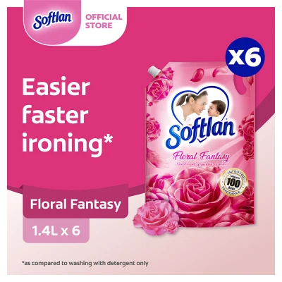 Softlan Anti Wrinkles Floral Fantasy (Pink) Fabric Softener 1.4L Refill [Bundle of 6] (61005462 -6)