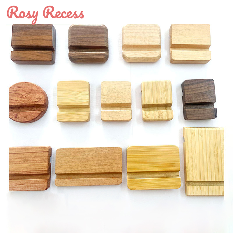 Rosy Recess Wooden mobile phone holder Beech wood mobile phone holder flat base Double slot wooden base Black walnut mobile phone holder ราคา 21 บาท*ส่งฟรี