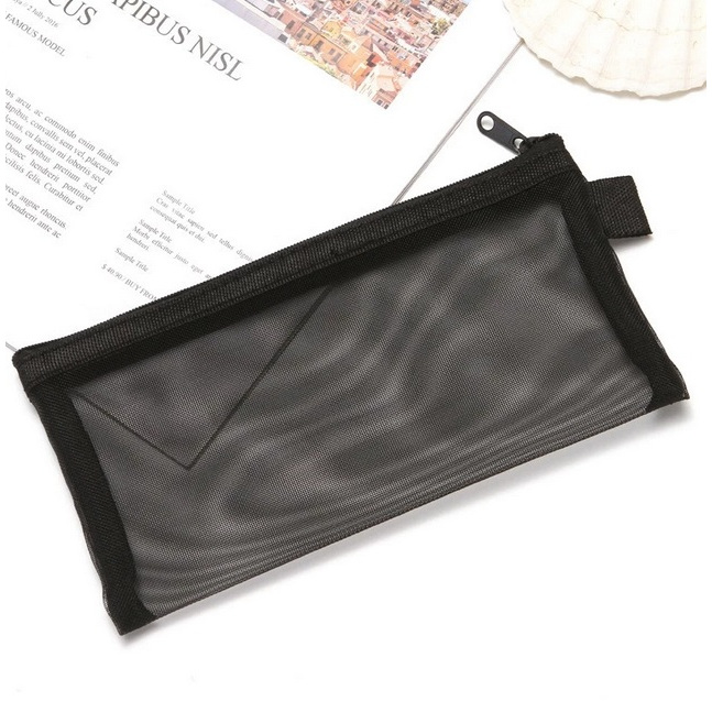 BAG ENTER TP87 Pouch Tempat Pensil Jaring Transparan A6 22 x 12 cm Zipper Pencil Cosmetic Bag