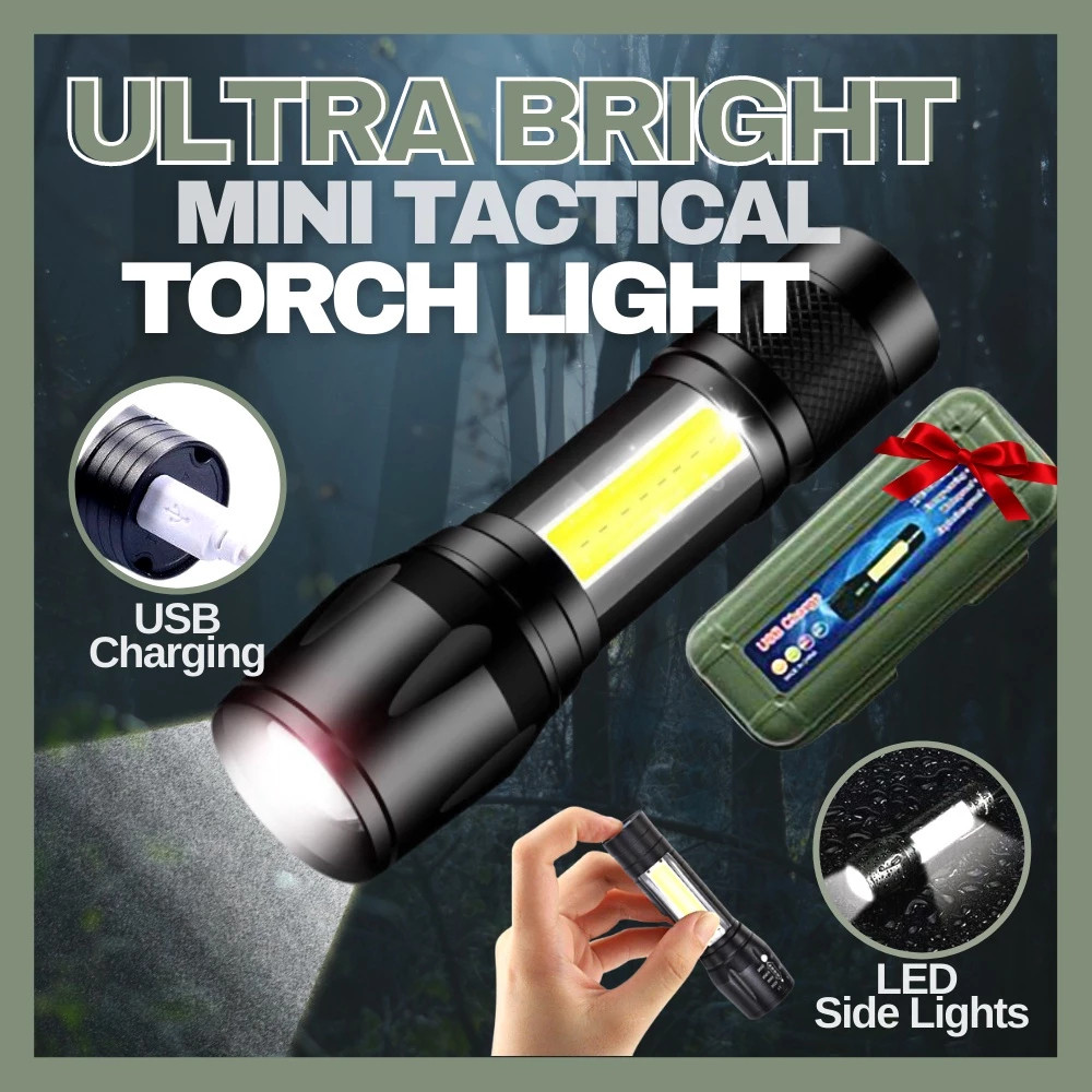 👍1500M Long range Shot Flashlight With Safety Hammer Waterproof Touch light Torchlight USB Rechargeable Camping Light