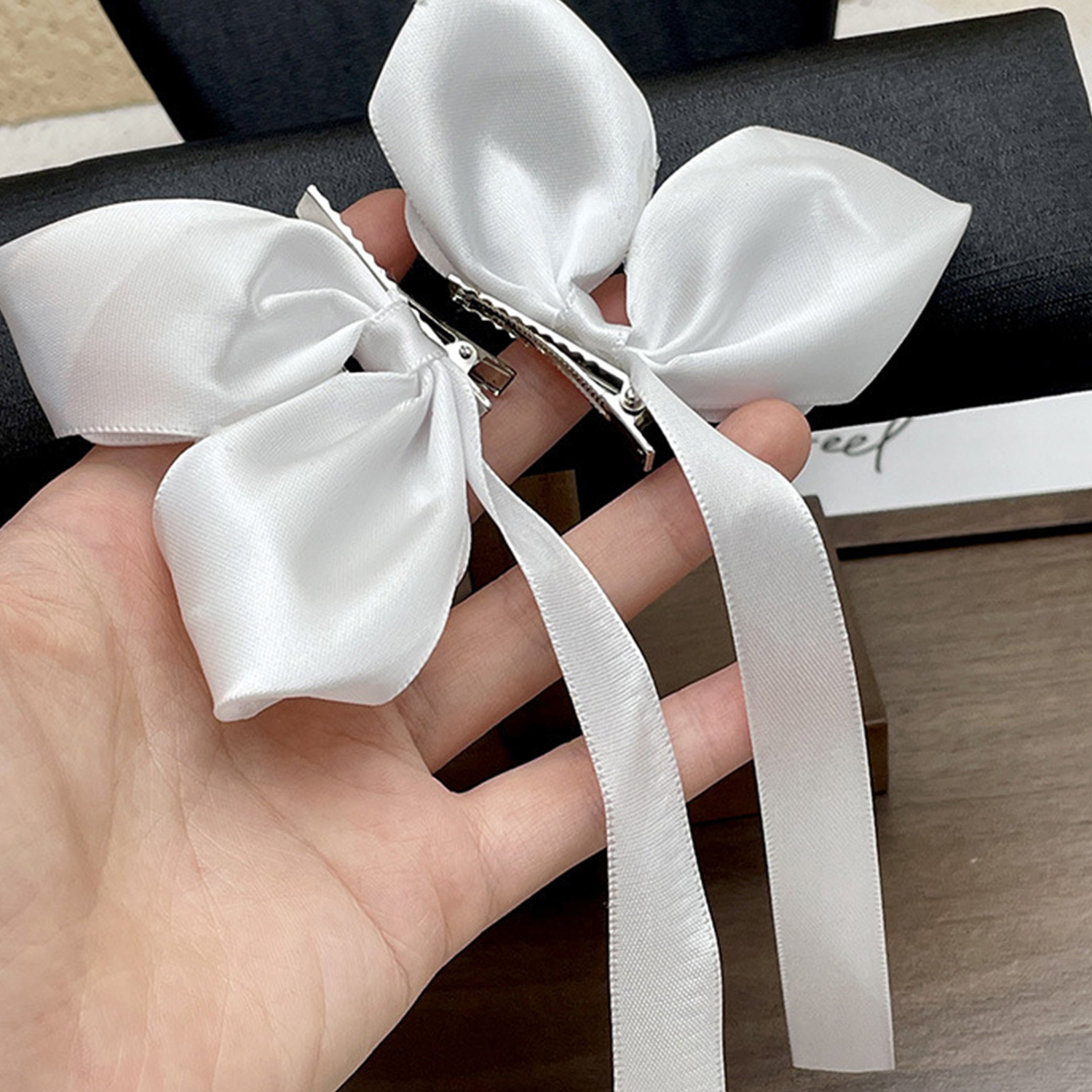 2 cái/bộ ngọt ngào nơ cài tóc Clip múa ba lê phong cách lông lụa phụ kiện Retro nơ bên tóc Clip vịt 
