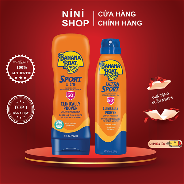 Chống Nắng Banana Boat Sport Ultra Clear Sunscreen Broad Spectrum SPF50+ - ninishop