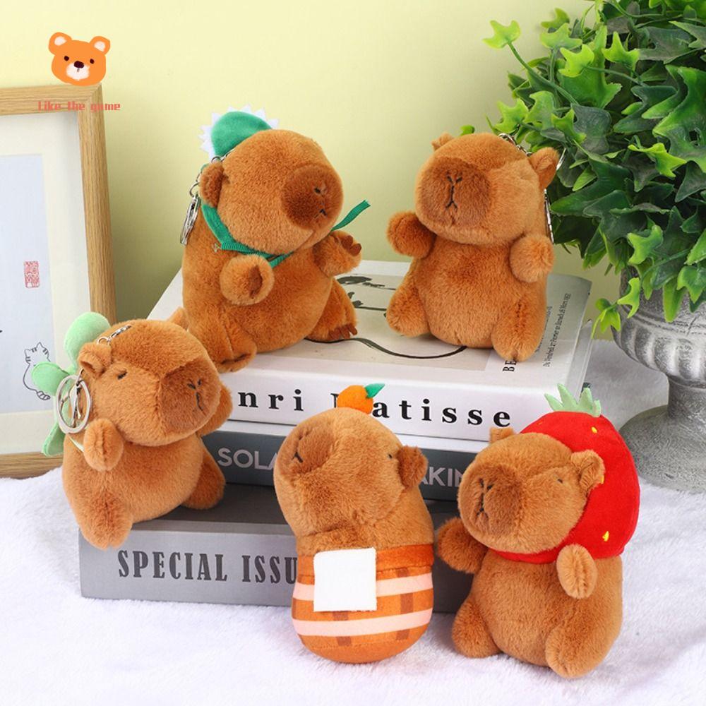 LIKE TGM Bông PP Móc khóa vải nhung lông capybara Capybara Vải nhung lông dây chuyền capibara Anime Đáng yêu Hài Hước Quà tặng sinh nhật bạn bè