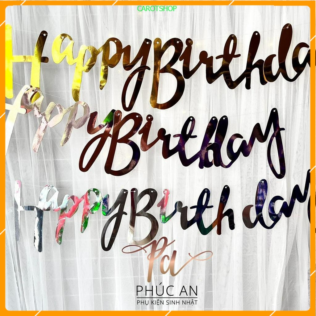 Dây chữ HPBD ép kim phản quang mừng sinh nhật chữ kiểu