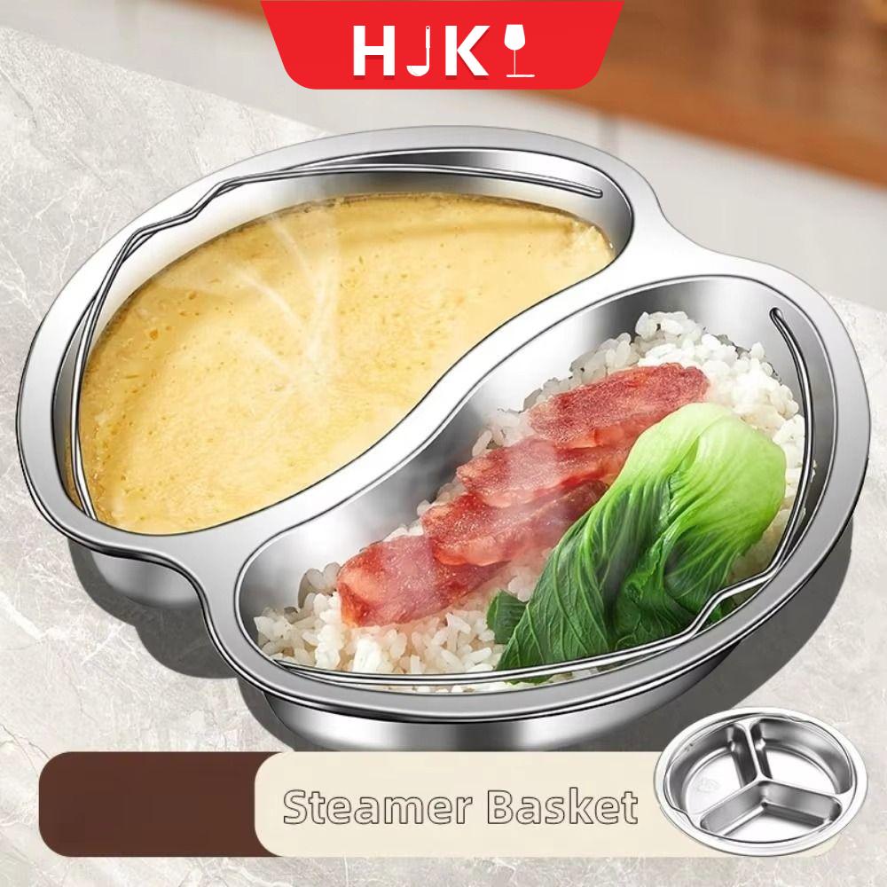 HJKL Có tay cầm Giỏ hấp inox Chống bỏng Có thể xếp chồng Khay chèn nồi tròn Thiết thực Đa chức năng Đĩa hấp chia Dụng cụ nấu ăn