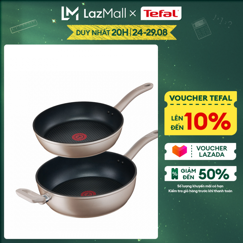 Bộ 2 Nồi chảo chống dính đáy từ cao cấp Tefal Sensation - Hàng chính hãng