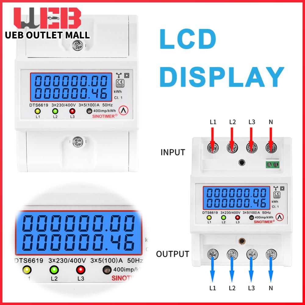 UEB มิเตอร์วัดพลังงานไฟฟ้า 3 เฟส 4 สาย สำหรับราง DIN แรงดัน 380V กระแส 100A สำหรับการวัดพลังงานในโรงงานอุตสาหกรรม ราคา 629 บาท*ส่งฟรี
