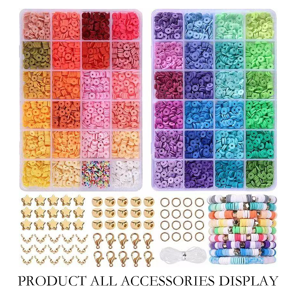 CUCUCON 4800pcs Jewelry Making DIY Bracelets Accessories Clay Beads Kit Star Beads Children Creative