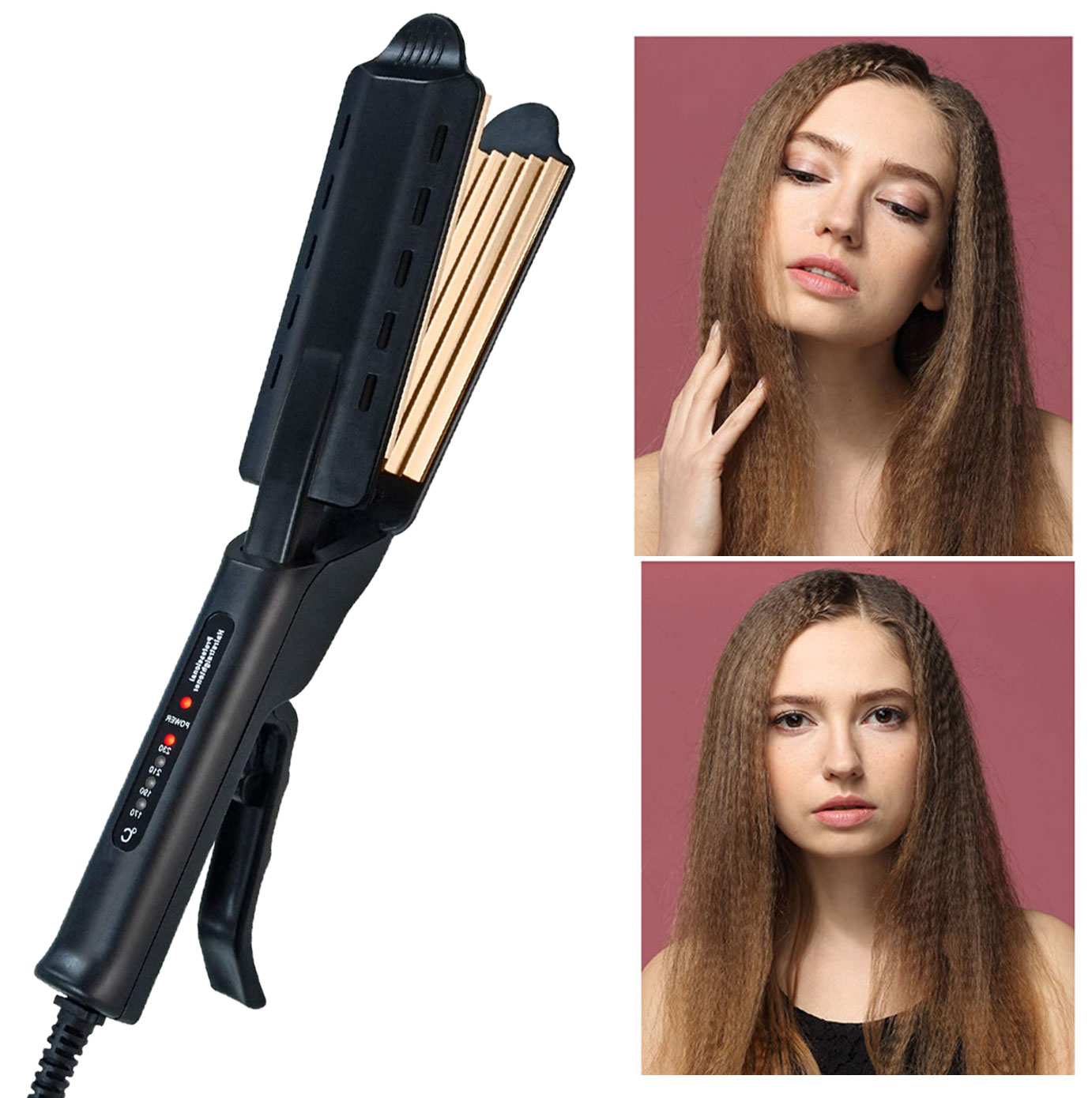 Professional Hair Straightener Flat Iron Corn Curler Wand Ceramic Corrugated Wave Irons Wave Curling Irons Electric Plate Clip
