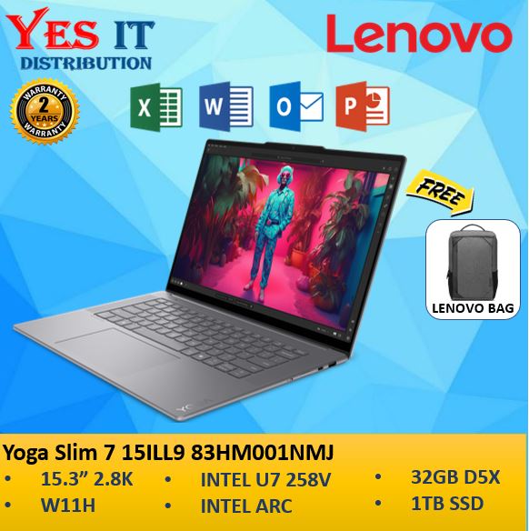 Lenovo Yoga Slim 7 15ILL9 83HM001NMJ 15.3" WQXGA+ Grey (CU7 258V, 32GB, 1TB SSD, Intel Arc, W11) Touch Laptop
