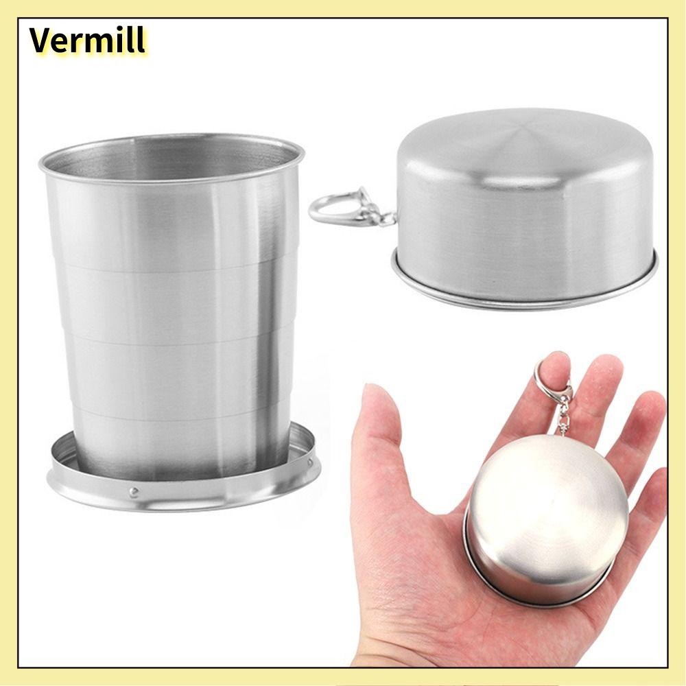 VERMILL Mới Có móc khóa Thép không gỉ Gấp Cốc có thể co rút được Cốc cà phê cầm tay Cốc có thể gập lại