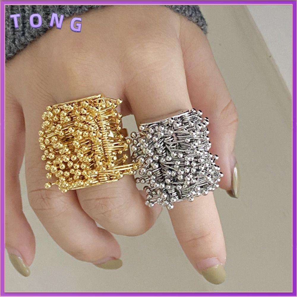 TONG Hình dạng hình học Nhẫn hở ngón trỏ Phong cách Chunky Thiết kế pháo hoa Trang sức đeo ngón tay Retro Chuỗi nhiều lớp Trang sức kiểu chunky Dành cho phụ nữ