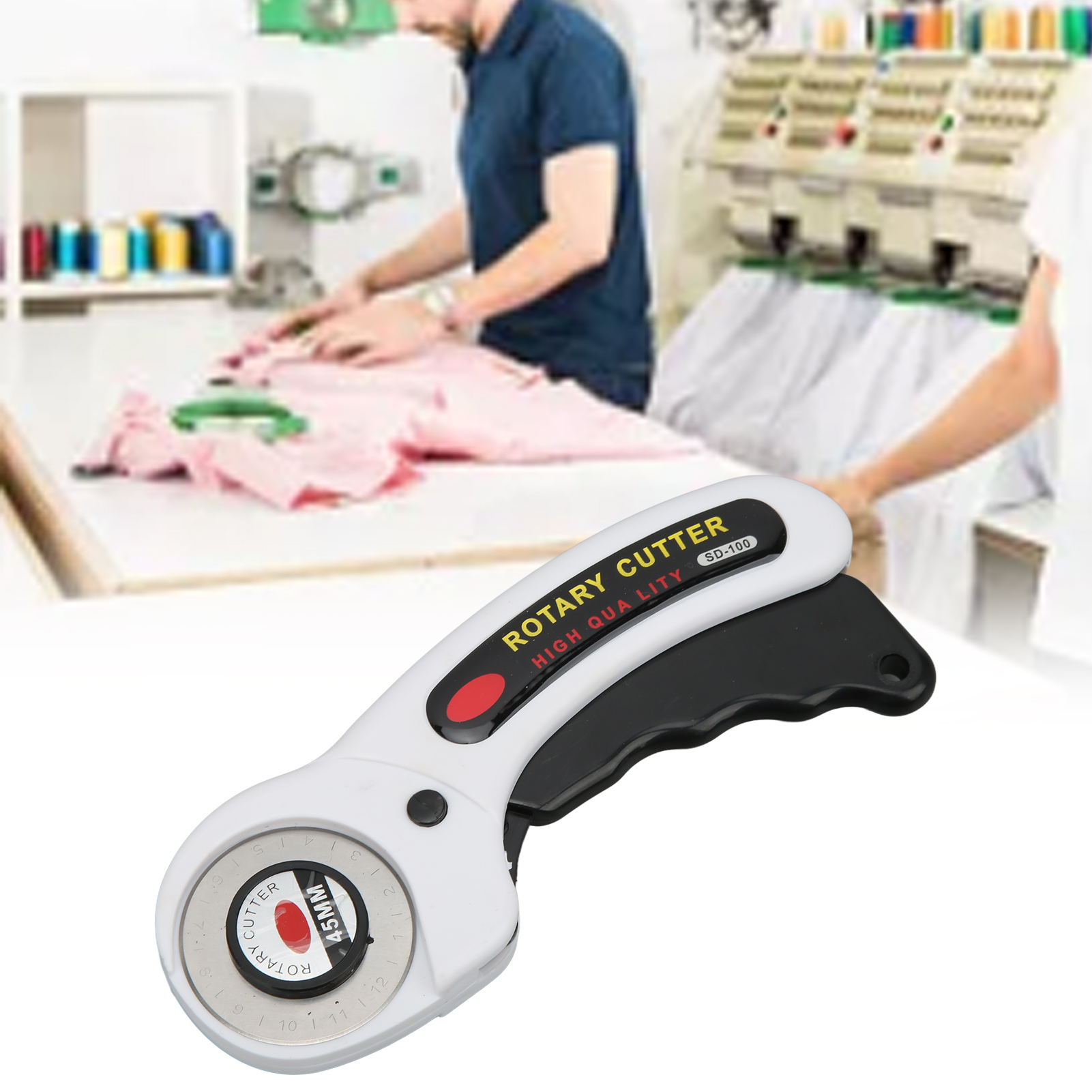Máy cắt Con lăn vải cong tay cầm màu đen thiết kế máy cắt Con lăn cho may để cắt