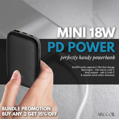 Arccoil Mini PD Power Bank C13 10000 mAh Ultra Light QC3.0 9V2A