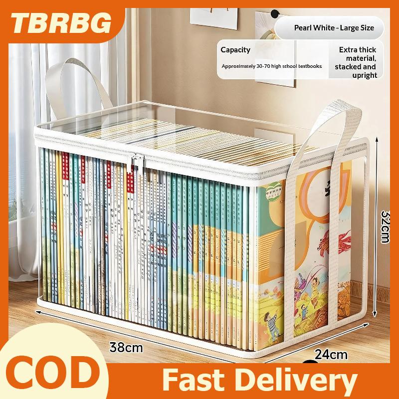 TBRBG 2pcs nhựa trong suốt hộp lưu trữ cuốn sách công suất lớn có thể gập lại tiết kiệm không gian tổ chức cho nhà văn phòng