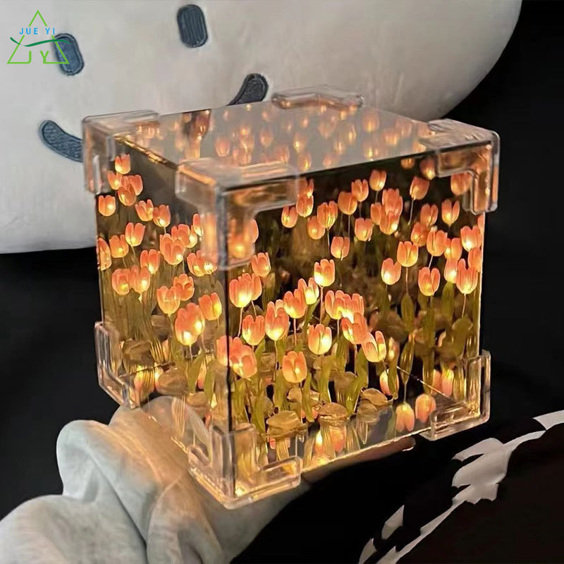 KS Rubik s Cube Tulip diy handmade light acrylic lens mirror flower sea