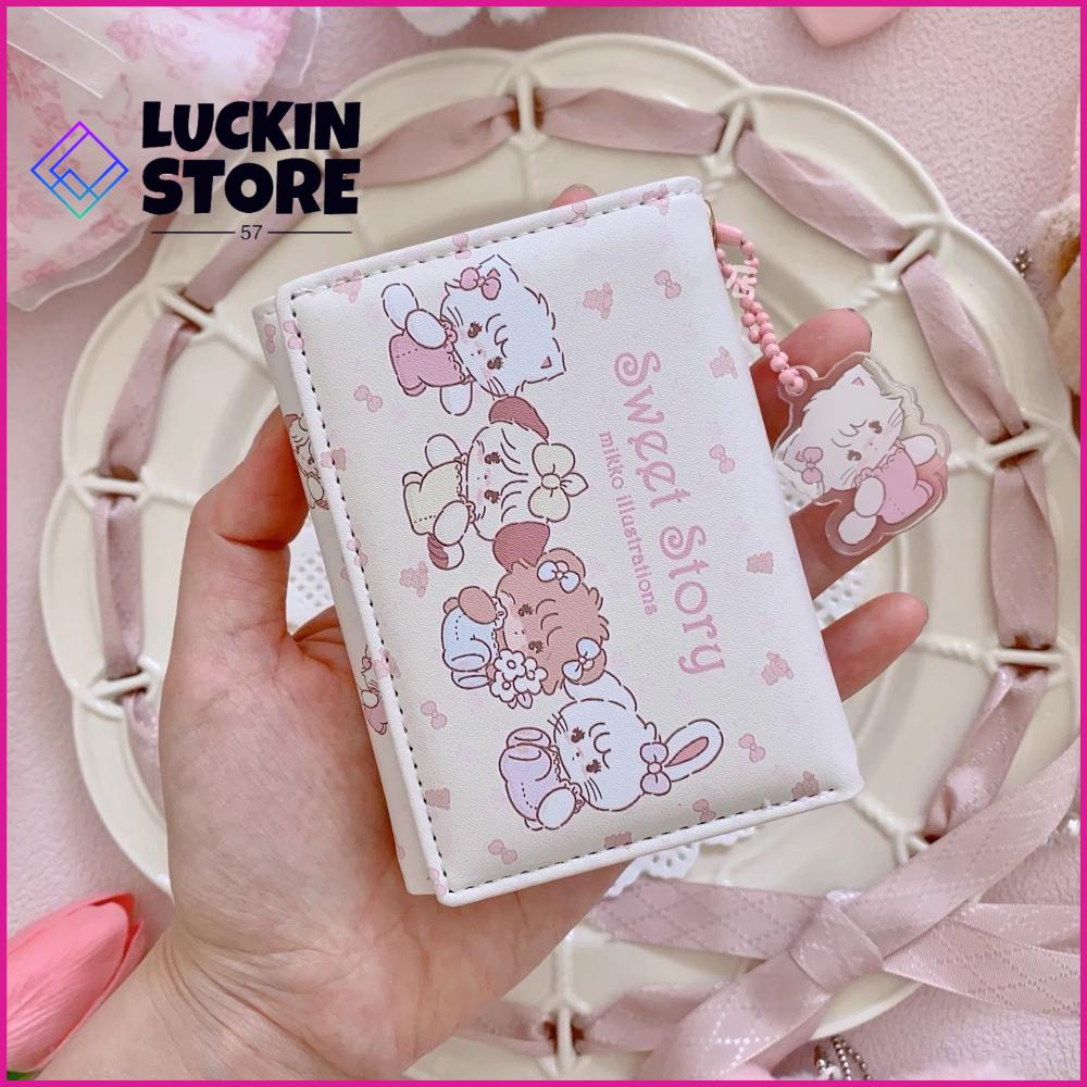 TREND 57SHOP Phim hoạt hình Ví ngắn Da PU Mikko. Ví đựng tiền xu Dễ thương Người giữ thẻ Phụ nữ Cô gái