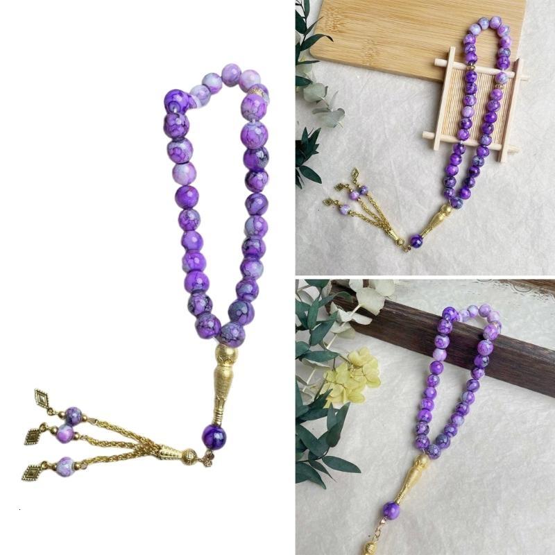 Hồi giáo 33 chuỗi hạt Vòng đeo tay kính đen tasbih cho cầu nguyện và Chánh Niệm ở nam giới và phụ nữ thiền hạt