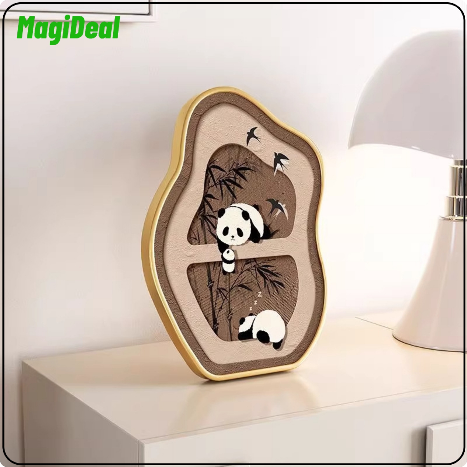 MagiDeal Gold-Toned Crystal-Ceramic Picture Textured Picture with Wood Backboard Irregular Plaque Neutral for Bedroom ราคา 2,171 บาท*ส่งฟรี