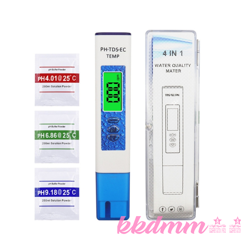 [kkdmm] 4-in-1-pH-Messgerät für Wasser, Wasserqualität, digitaler pH-Tester, Wassertest-Messgerät für Trinkwasser, Pool und Aquarium,
