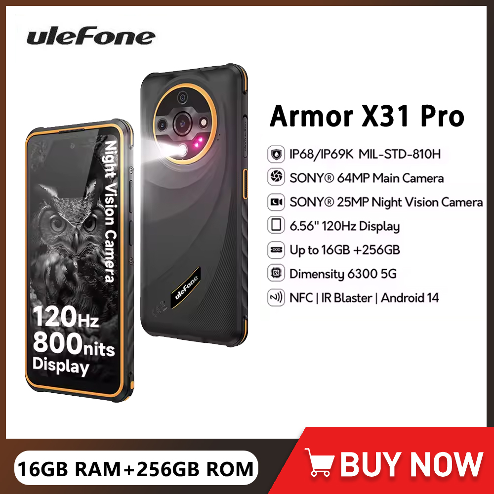 【Official shop】Ulefone Armor X31 Pro 5G Rugged Smartphone Android 14 6.56" 120Hz Display Up to 16GB RAM 256GB ROM 64MP Camera Cell Phone NFC ราคา 8,600 บาท*ส่งฟรี