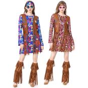 Hippie Love Peace Costume with Floral Indian Tassels (Brand: Puri)