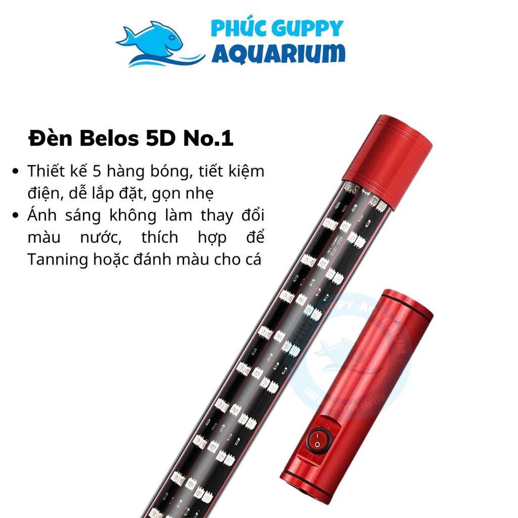 Đèn led belos no.1 màu đỏ, vàng & trắng 5 hàng bóng giúp tanning cá rồng hoặc đánh màu cá