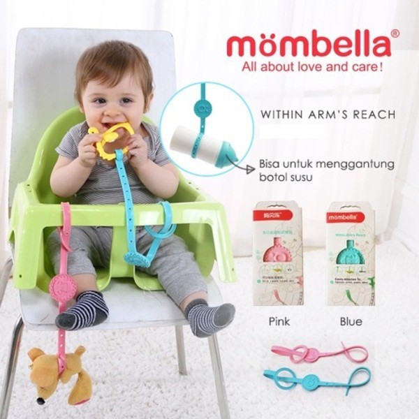 [Sản phẩm sơ sinh] mombella, mombella, thương hiệu chính hãng, dây đeo gặm nướu Silicone, clip chống rơi, dây đeo Teether, không chứa BPA, clip chống rơi, Teether