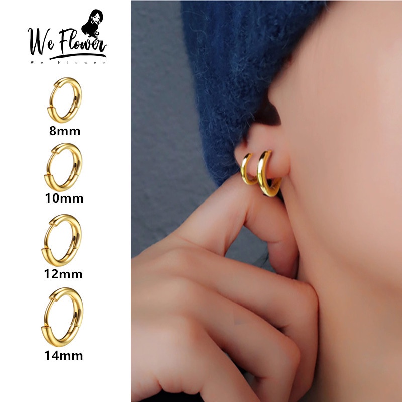 We Flower 1PC Hypoallergenic Stainless Steel Glossy Gold Circle Piercing