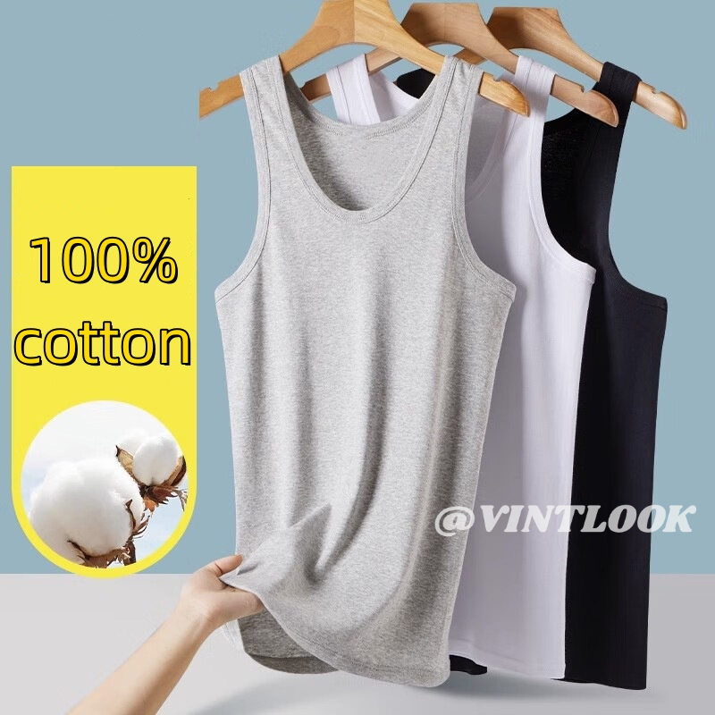 Vintlook của nam giới áo ba lỗ cotton vest của nam giới lòng bàn chân vải bông vượt rào áo ba lỗ tập Gym dây I Áo ghi lê quần áo nam áo lót