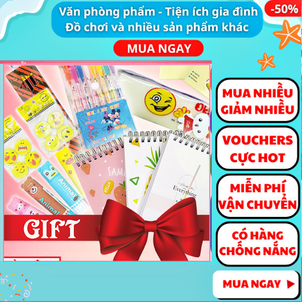Hộp quà tặng văn phòng phẩm dưới 79k dành cho học sinh, sinh viên , set quà tặng tuyệt vời dành tặng nhau chủ đề văn phòng phẩm , bút , viết , sổ , giấy note , gôm tẩy , bút dạ quang , gôm , thước và nhiều món - Gift Love
