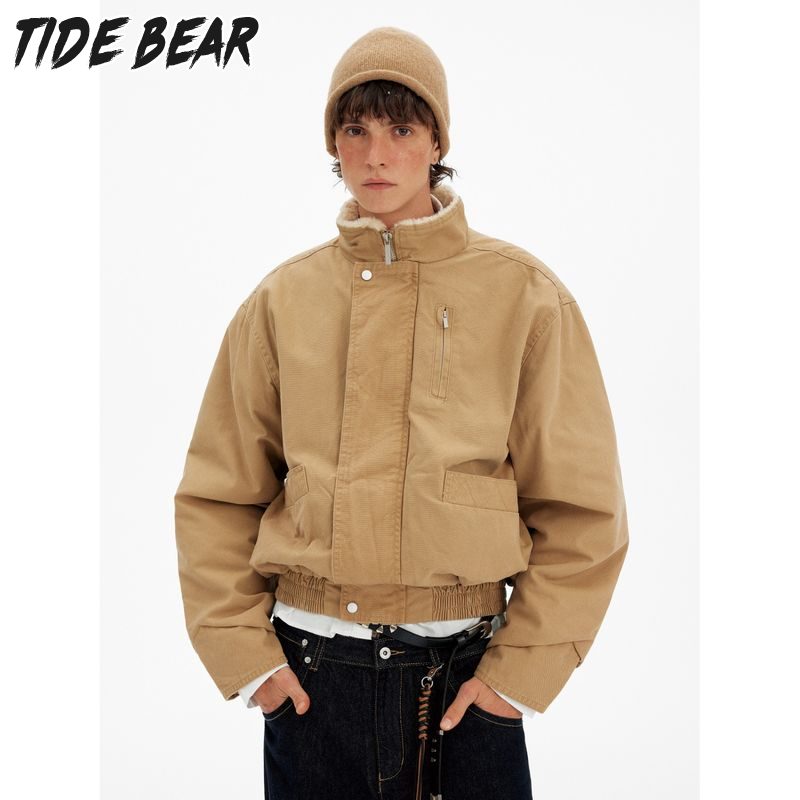 Retro Barn-phong cách đứng cổ áo bảo hộ lao động áo khoác cho nam và nữ, đô thị dạo phố Pilot Coat với lông cừu ấm áp lót