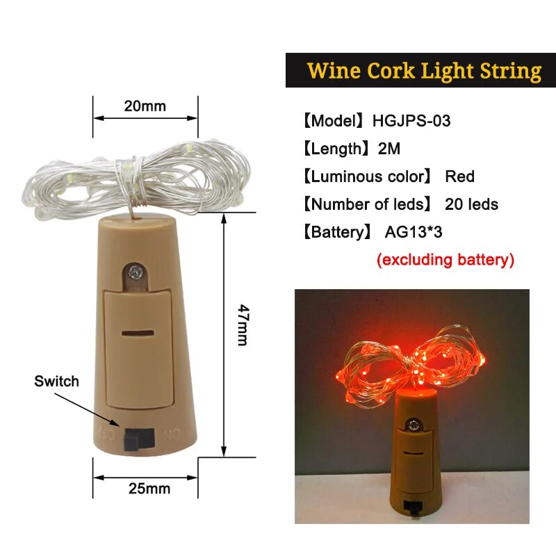 Mới Lạ 2M LED câu chuyện cổ tích nút chai Tự Làm Thủ Công đèn ngủ đầu giường Vòng hoa bạc dòng đồng ium Chiếu Sáng Đèn trang trí