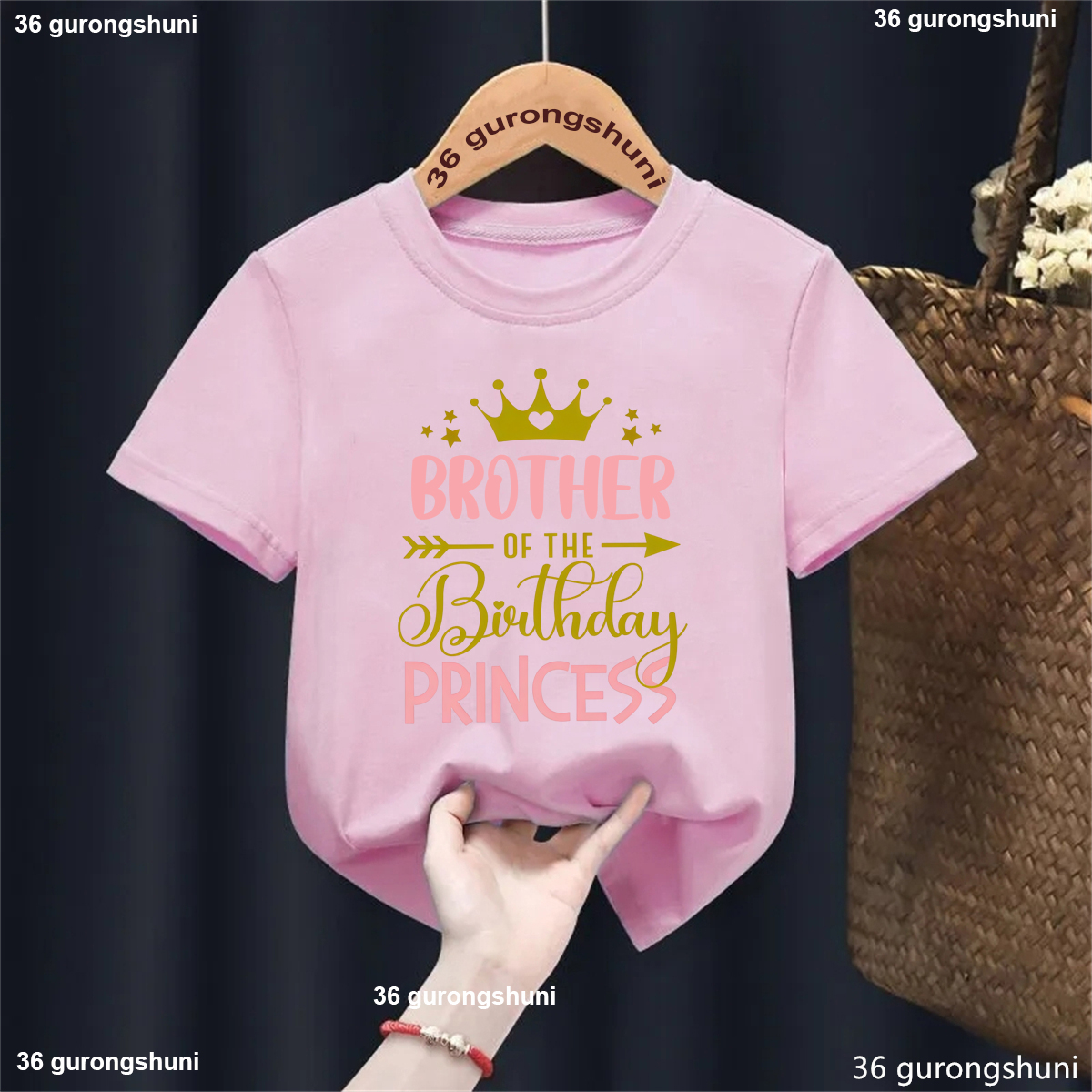 Birthday Princess Crown Prinetd Pink T Shirt Girls Brother/Sister Of The Birthday Prince Family Matching T-Shirt Kids Clothes - 8