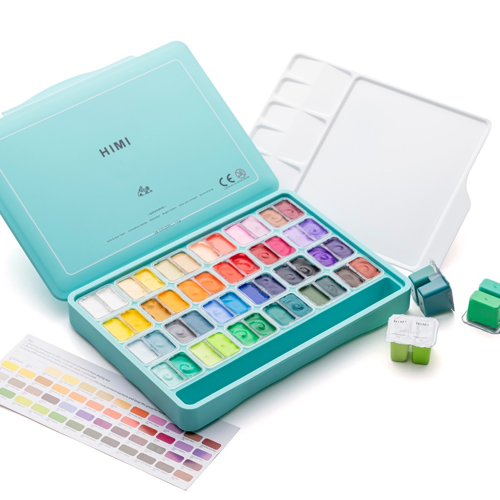 [Giao Hỏa Tốc] Bộ Màu Gouache Sinh Đôi Himi Twin Split Cup 36/48 Màu x 12g - TST121 hoặc TSF86/TST125