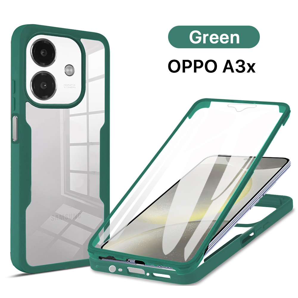 [2 IN 1] OPPO A3x Case OPPO A3 Built-in Screen Protector Shockproof Transparent Anti-Scratched Protect Camera 360˚ Full Body Heavy Duty Protective Phone Casing - Image 3