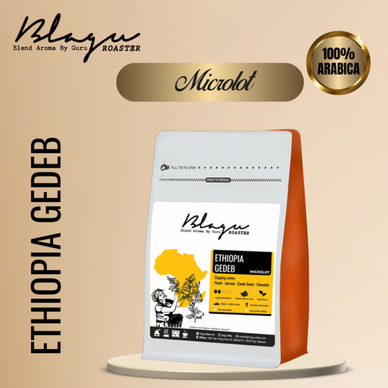 Cà phê Blagu Hạt Đã Rang Ethiopia Gedeb Micro Lot - Light Medium Roast - 250g
