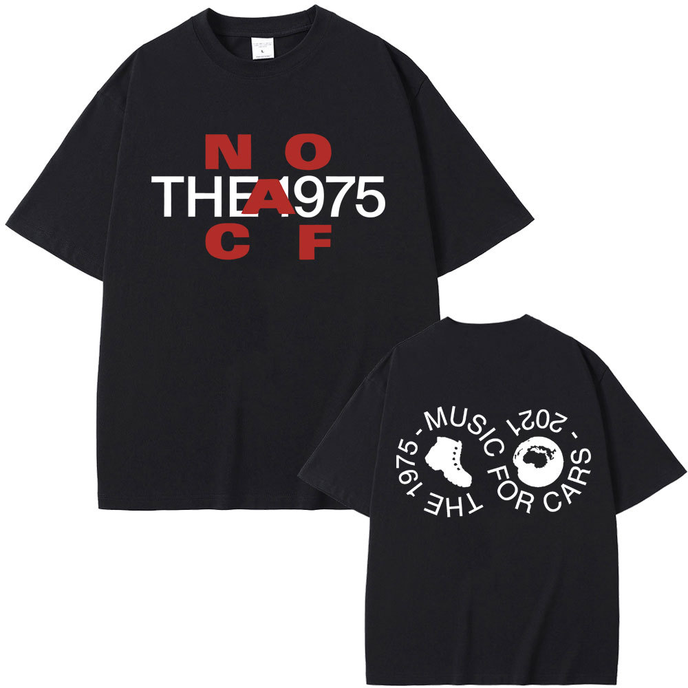 2025 Năm Mới Cotton Cổ Tròn Tay Ngắn T Áo Thun British Band The 1975 Music for Cars Graphic T-shirt Male Vi Thời Trang Hàn Quốc Giản Dị Lễ Hội Mùa Xuân Giá