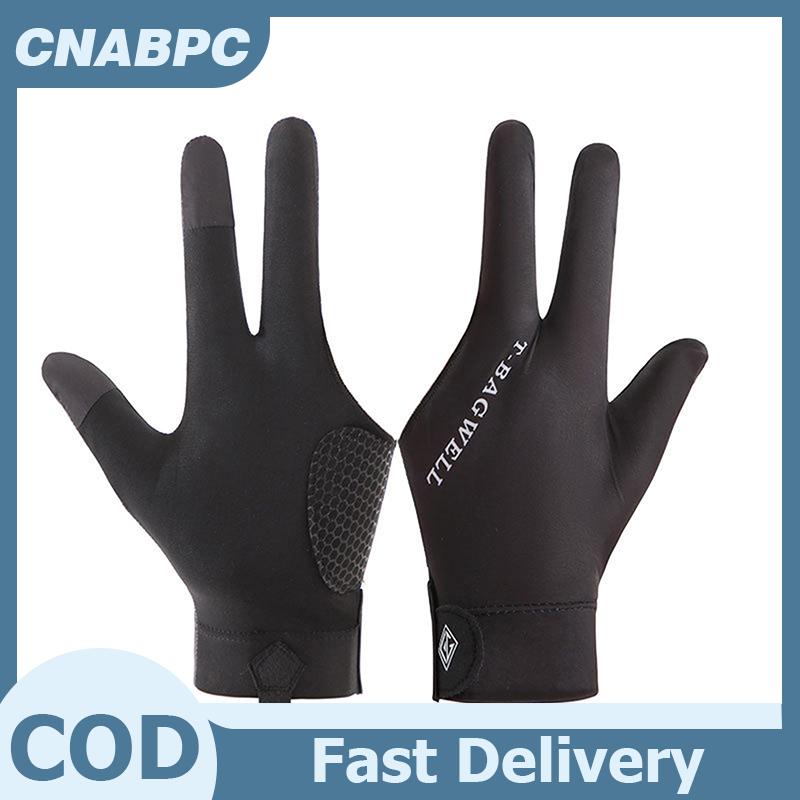 CnaBpc 1pc Left Hand Billiards Glove Three Finger Snooker Billiard Glove Non Slip Stickers Elasticit