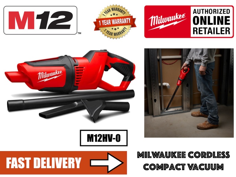 Milwaukee M12HV-0 Cordless Compact Vacuum Cleaner / (Add on Battery and Charger)