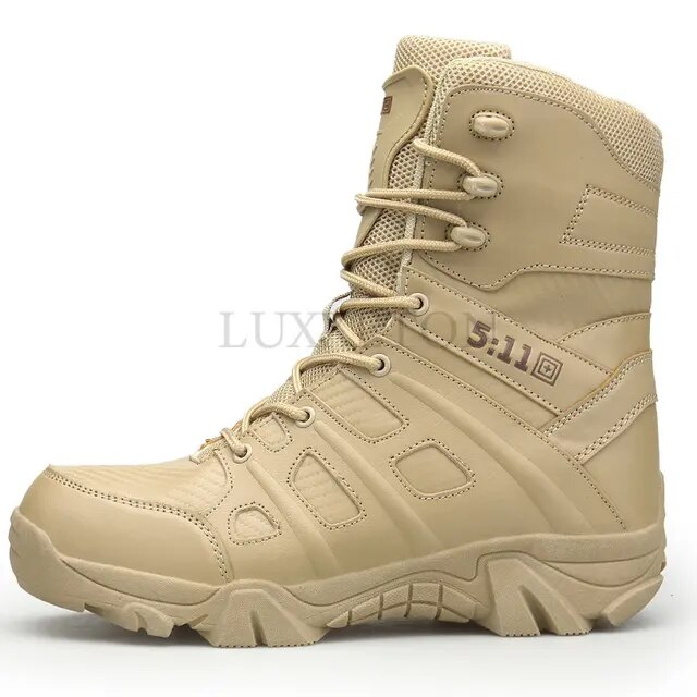 Mens Military Boots High Top Outdoor Hiking Shoes Army Tactical Ankle Boot Side Zipper Men Work Safe