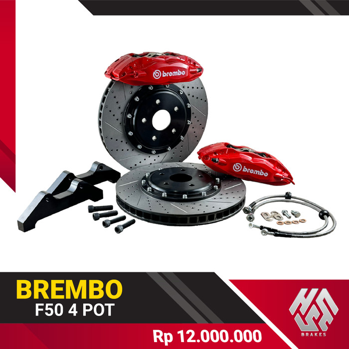 PROMO- BIG BRAKE KIT REM DISC BBK BREMBO F50 4 POT INCLUDE BRAKET PNP&BRAIDED - REAYA MART Harga 14,720,000 rupiah*Gratis Ongkir